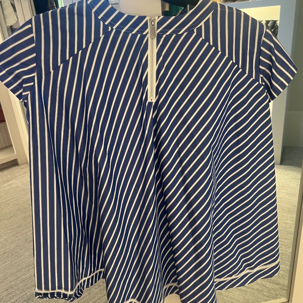 SACAI Striped Eyelet Shirt In Blue - Picture 3 of 4